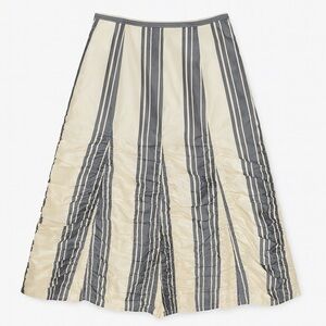 Vintage Stiletto A-Line Off White and Gray Lined Midi Skirt